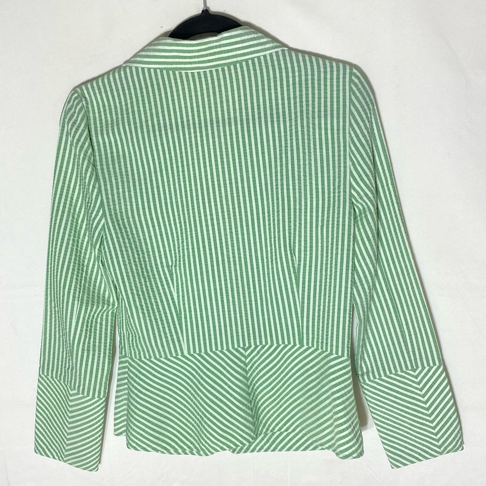 Vintage Fidel Green Striped Seersucker Cotton Blazer Jacket 4 Twee Coastal - Picture 2 of 16